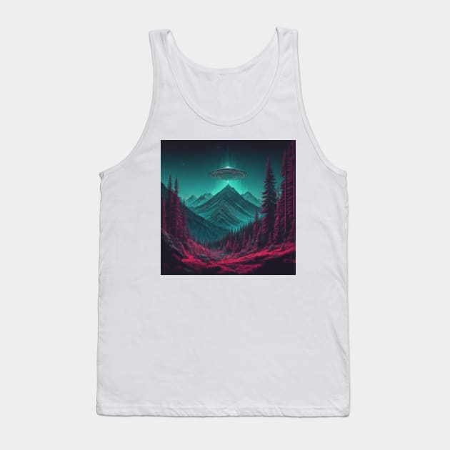 UFO Chronicles Podcast - UFO Glitch Artwork V11 Tank Top by UFO CHRONICLES PODCAST